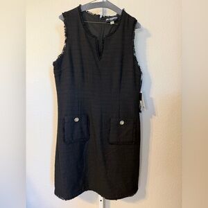 Karl Lagerfeld Black Frayed Mini Dress